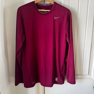 Nike Men's Dri-fit Burgundy Long Sleeve Tee